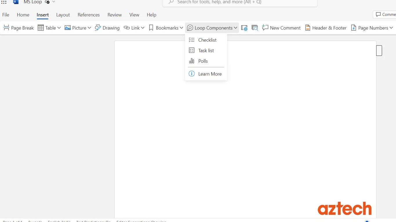 Loop component in word